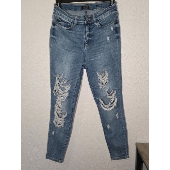 Judy Blue Jeans Womens 13/31 (33x27) Distressed Stone Wash High Rise Skinny - Picture 1 of 8